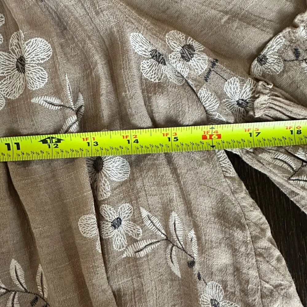 UMGEE USA Tan Flowy Off-the-Shoulder Top (Small) - Flowy Boho Chic - Picture 8 of 11